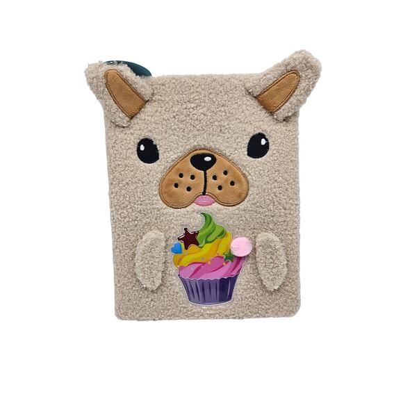 Fuzzy Sketch Book Notebook Journal‎ Blank Pages Brown Dog Cupcake NWT - Picture 1 of 8